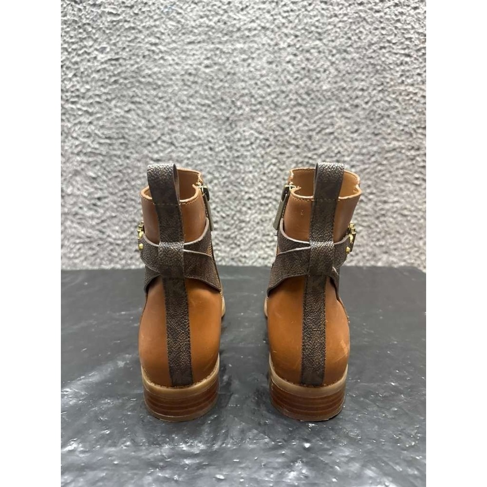 Michael Kors Farrah Flat Leather Zip Up Ankle Booties Brown Womens Size 7M‎ US - Picture 3 of 13